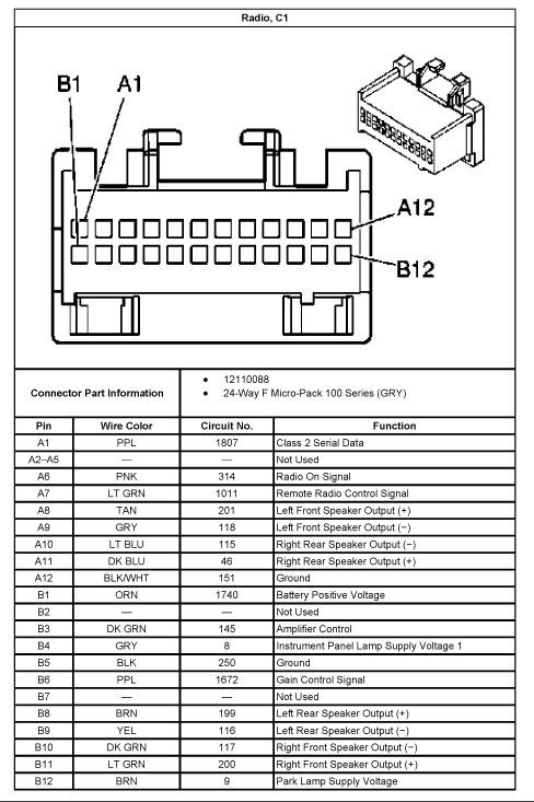 PONTIAC Car Radio Stereo Audio Wiring Diagram Autoradio connector wire